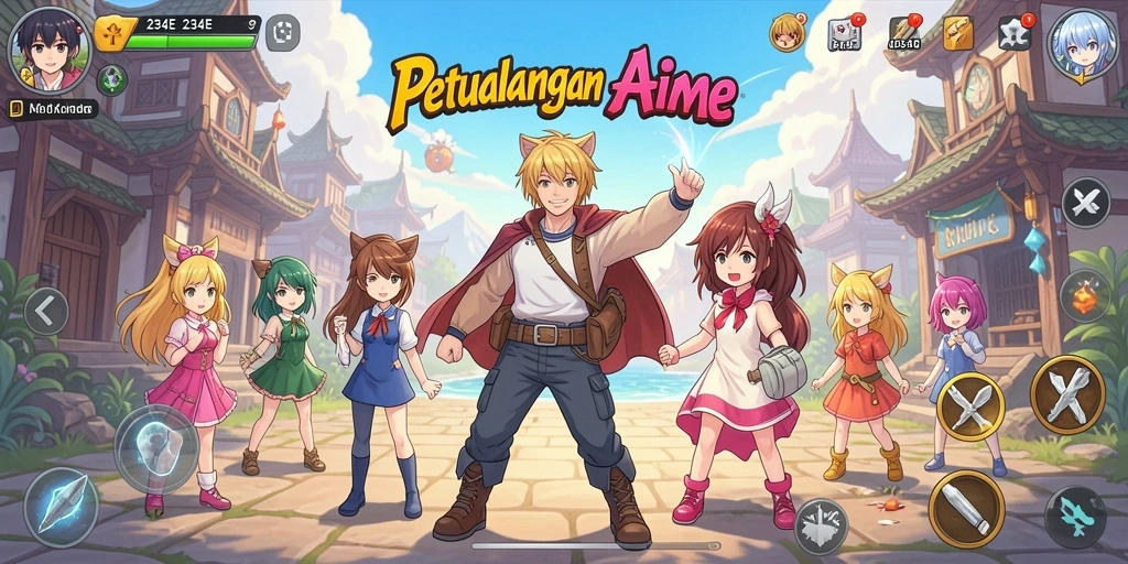 Tampilkan gameplay seru dari 234E dengan karakter anime yang menarik.