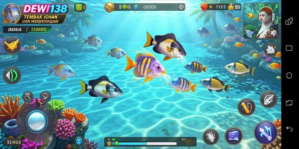 Screenshot gameplay DEWI138 menampilkan aksi seru tembak ikan.