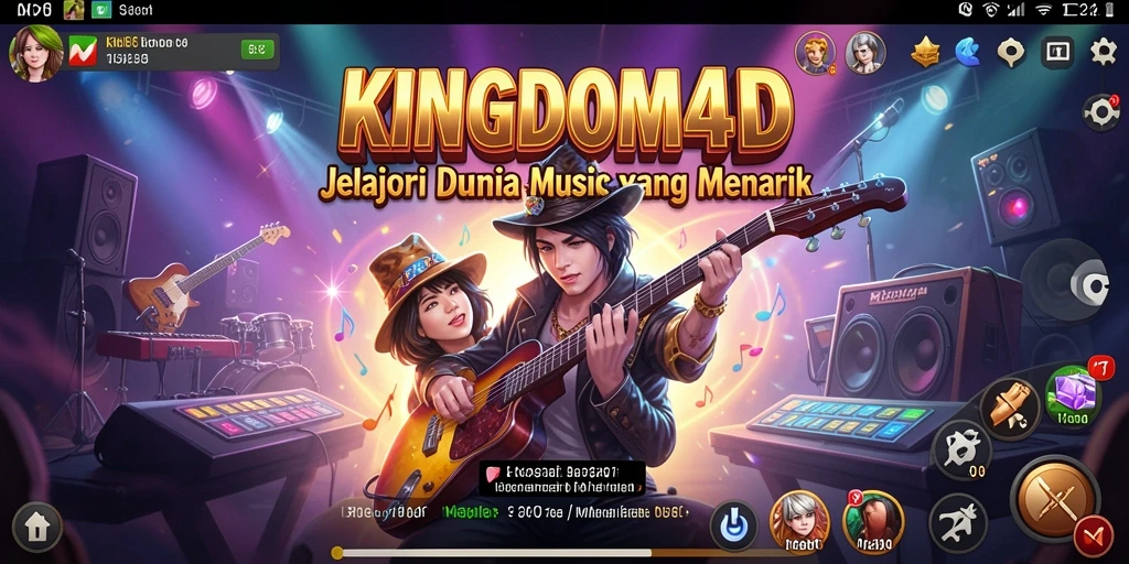 Tangkapan layar KINGDOM4D menampilkan gameplay musik yang seru.