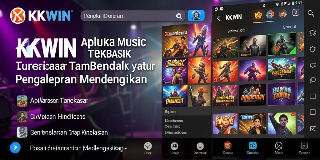 Tampilan gameplay KKWIN dengan berbagai pilihan lagu menarik.