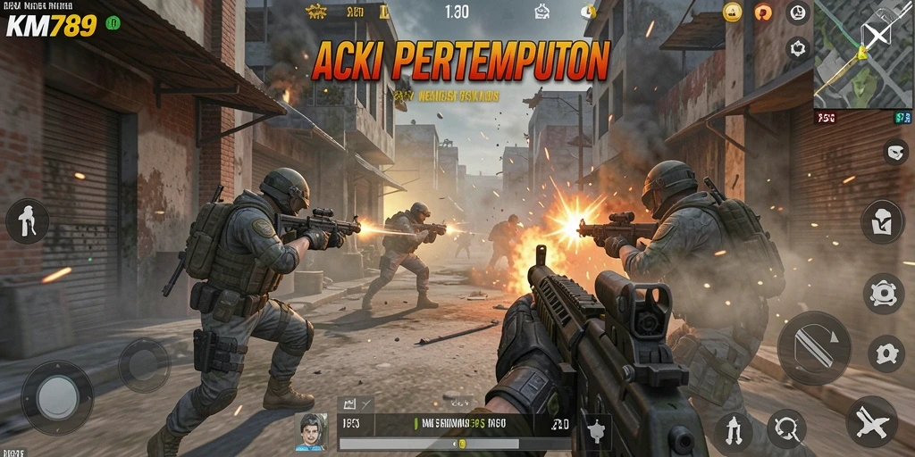 Screenshot menunjukkan aksi cepat dan grafis menakjubkan dari gameplay KM789.