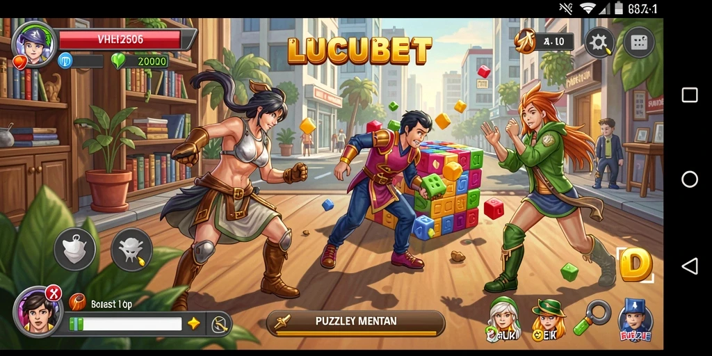 Tampilan layar permainan LUCUBET dengan puzzle yang menantang.