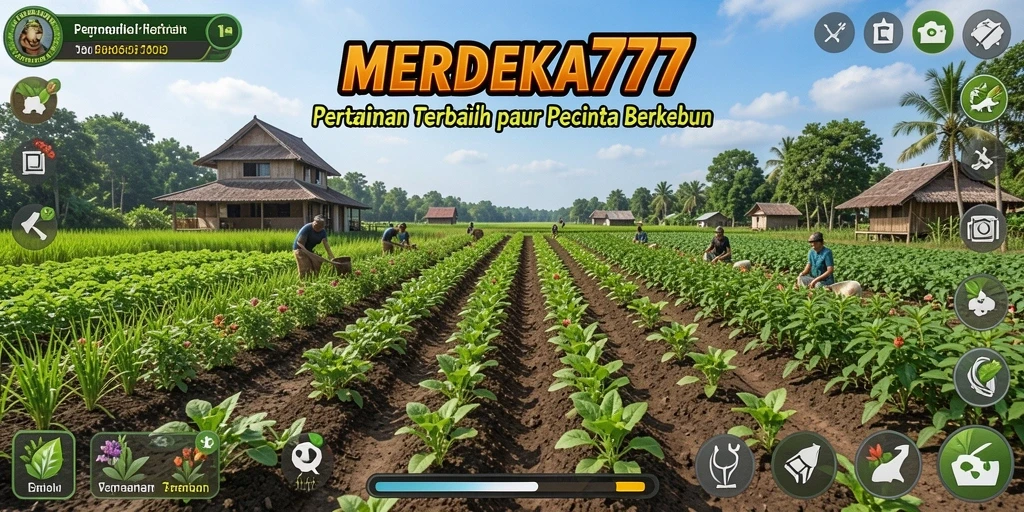 Screenshot gameplay <strong>MERDEKA777</strong> menunjukkan ladang penuh tanaman yang subur.