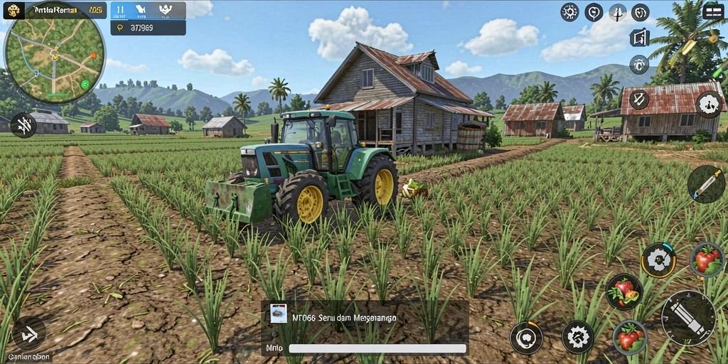 Tampilan gameplay seru di MT966 dengan kebun yang subur.