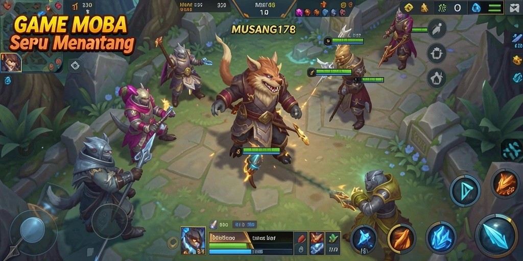 Tangkapan layar gameplay seru MUSANG178 dalam aksi MOBA.