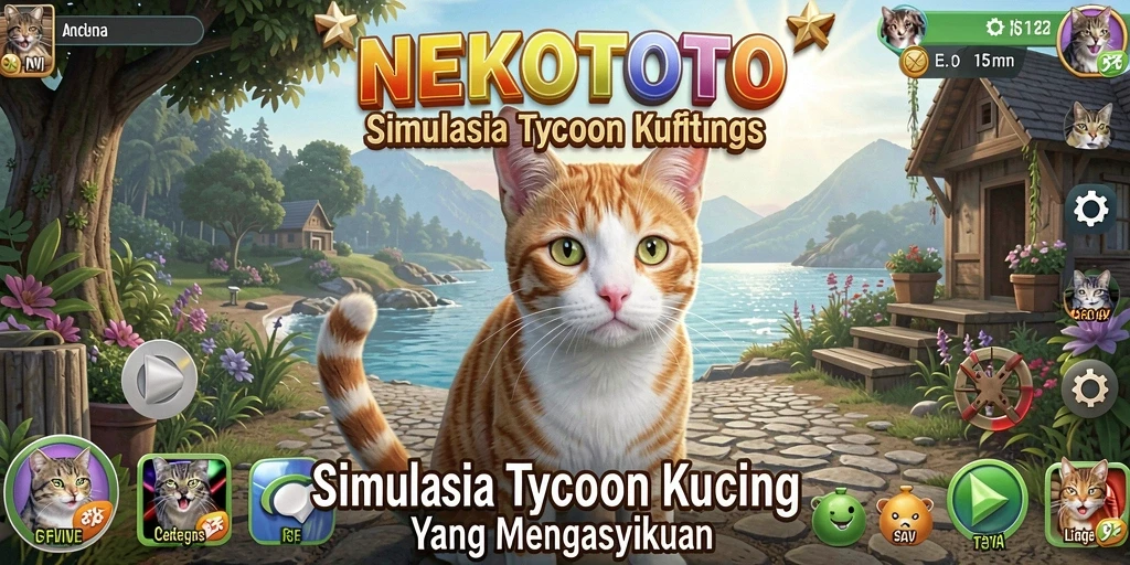 Tampilan gameplay menarik dari NEKOTOTO yang penuh warna.