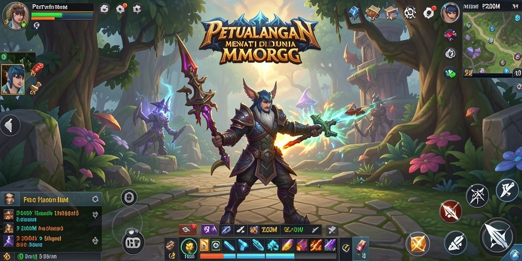 Tangkapan layar utama P200M menampilkan aksi seru dari gameplay MMORPG.