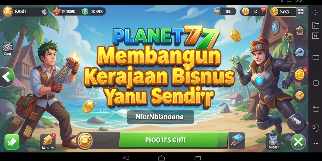 Tangkapan layar gameplay <strong>PLANET77</strong> menampilkan aksi membangun bisnis yang seru.