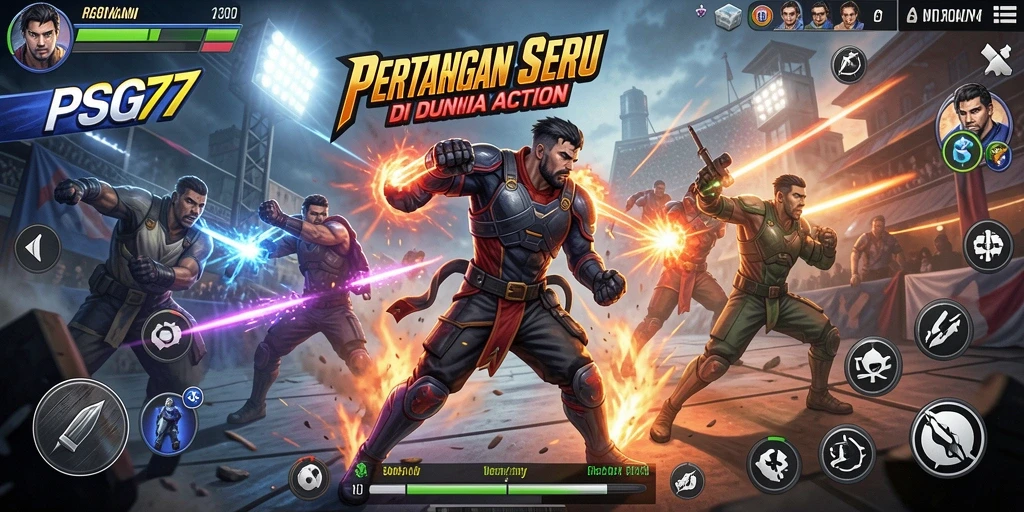 Tampilan gameplay mendebarkan dalam PSG77 dengan aksi pertarungan seru.