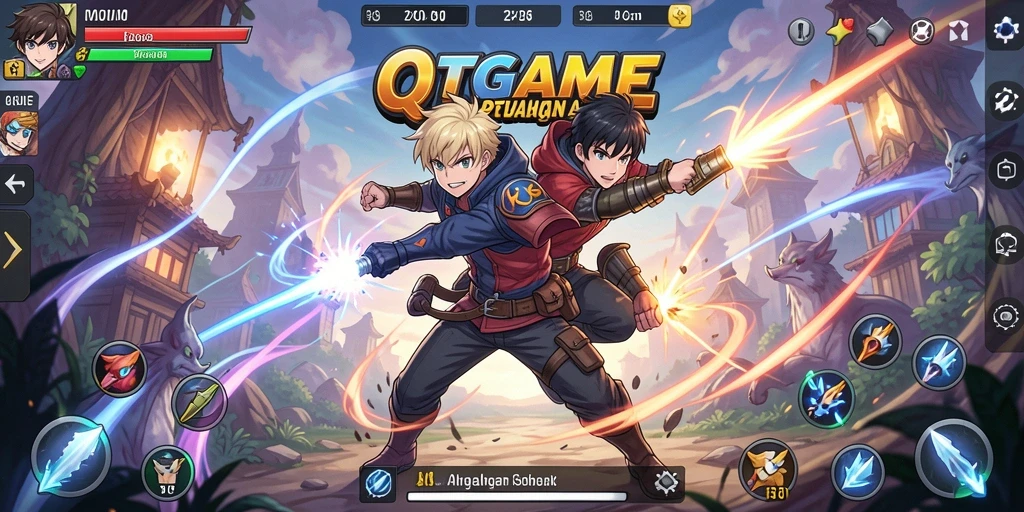 Tangkapan layar QTGAME menunjukkan aksi seru dalam dunia Anime.
