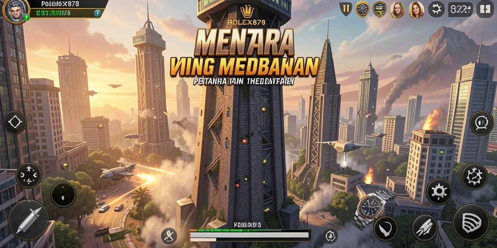 Screenshot gameplay ROLEX878 menampilkan aksi menara pertahanan yang mendebarkan.