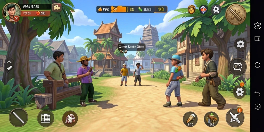 Gameplay V98 yang seru dan santai dalam satu screenshot.