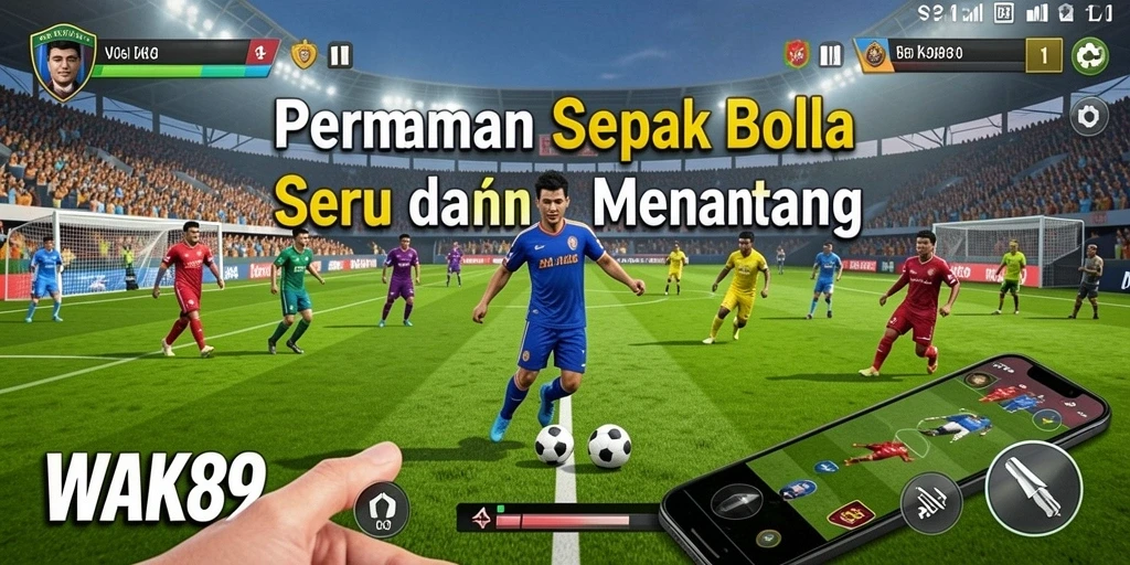 Gameplay WAK89 menampilkan aksi sepak bola yang mendebarkan.