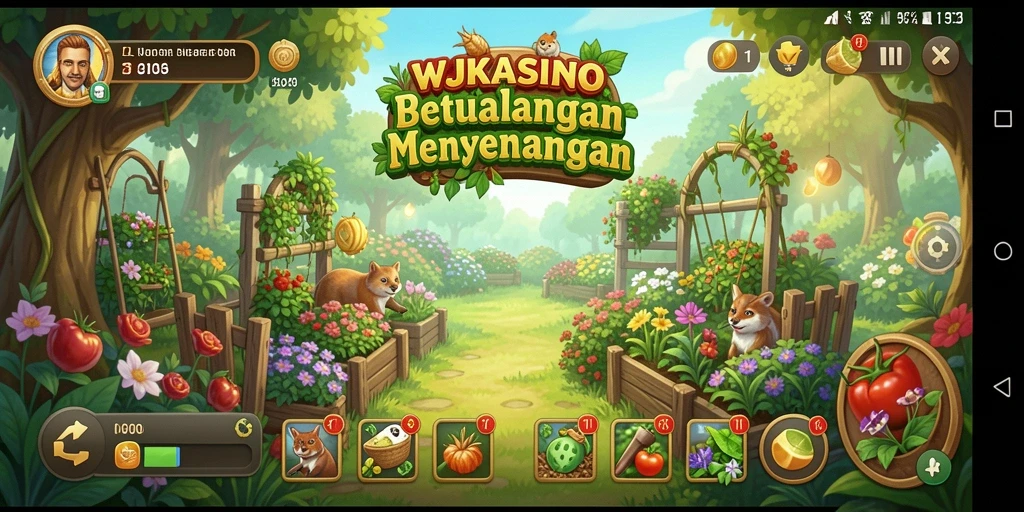 Tampilan memukau gameplay WJKASINO dengan aktivitas berkebun.