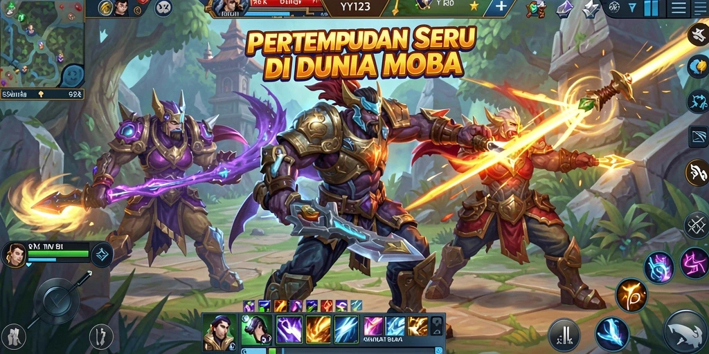Tangkapan layar gameplay YY123 memperlihatkan pertarungan intens antar karakter.
