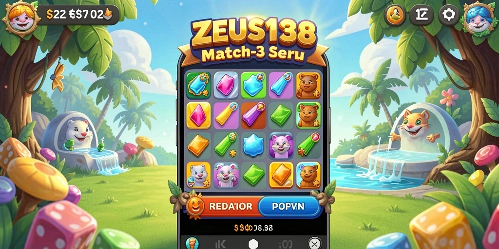Tampilan gameplay ZEUS138 yang penuh warna dan menantang.